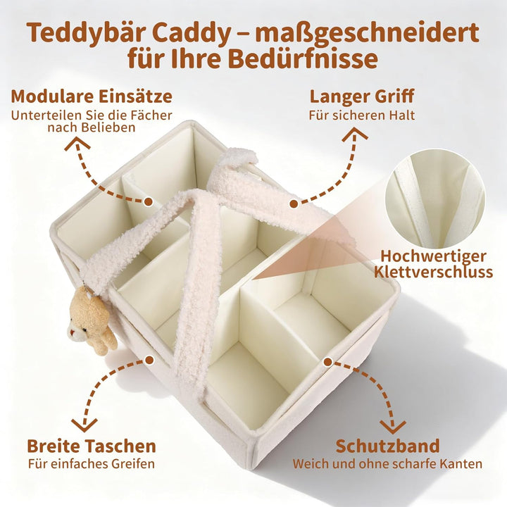 Wickeltisch Organizer, Baby Windel Caddy Organizer Korb mit Fächern & Griffen, Tragbarer Baby Aufbew
