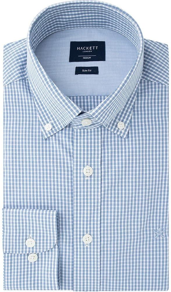 Hackett London Herren Essentielles Gingham Hemd S Weiss (Weiss/Blau), S Weiss (Weiss/Blau)