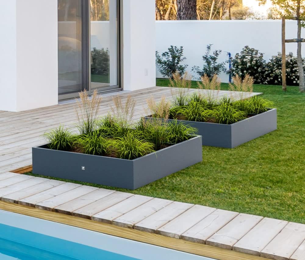 herstera Garden Metall Pflanzkübel Cube | Anthrazit | 150x100x25 cm Mehrfarbig 100 x 150 x 25 cm, Me