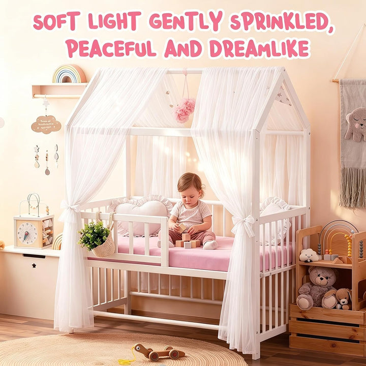 CEWROM Hausbett Himmel Vorhänge 2er Set, Tüll Betthimmel Himmelbett für Hausbett Deko & Himmel für K