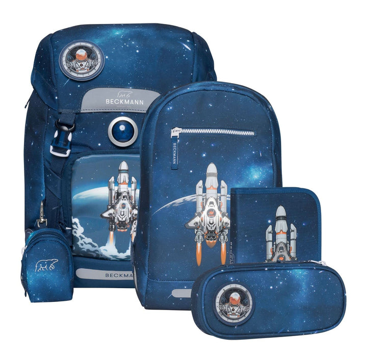BECKMANN, Schulrucksack-Set Classic, 6-teilig, Grundschule, ergonomisch, inkl. Regenüberzug, 22L Spa