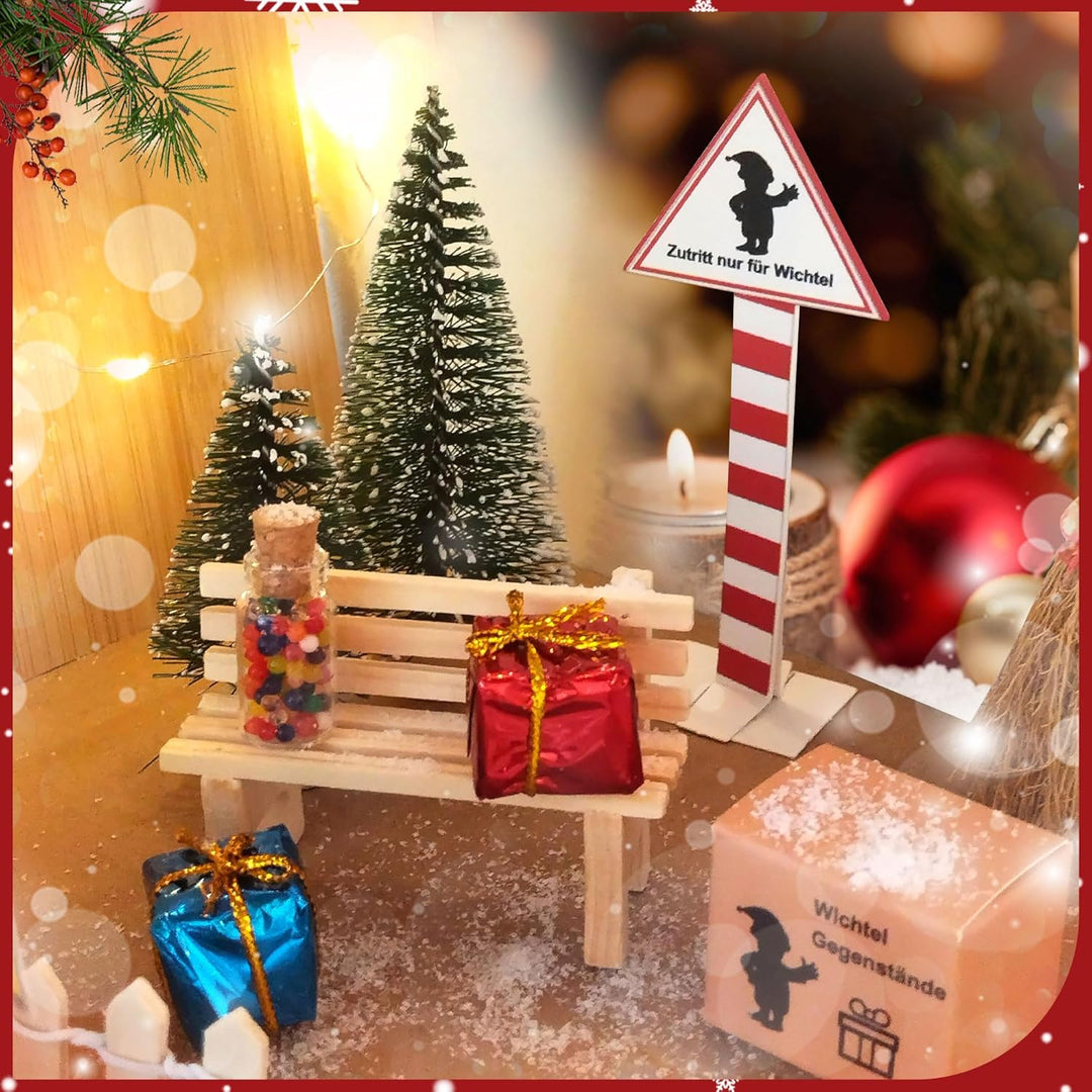 LYLIDIA 60 Stück Wichtel Zubehör Weihnachten Wichteltür Set Wichtel Baustelle Komplettset Niedlich W
