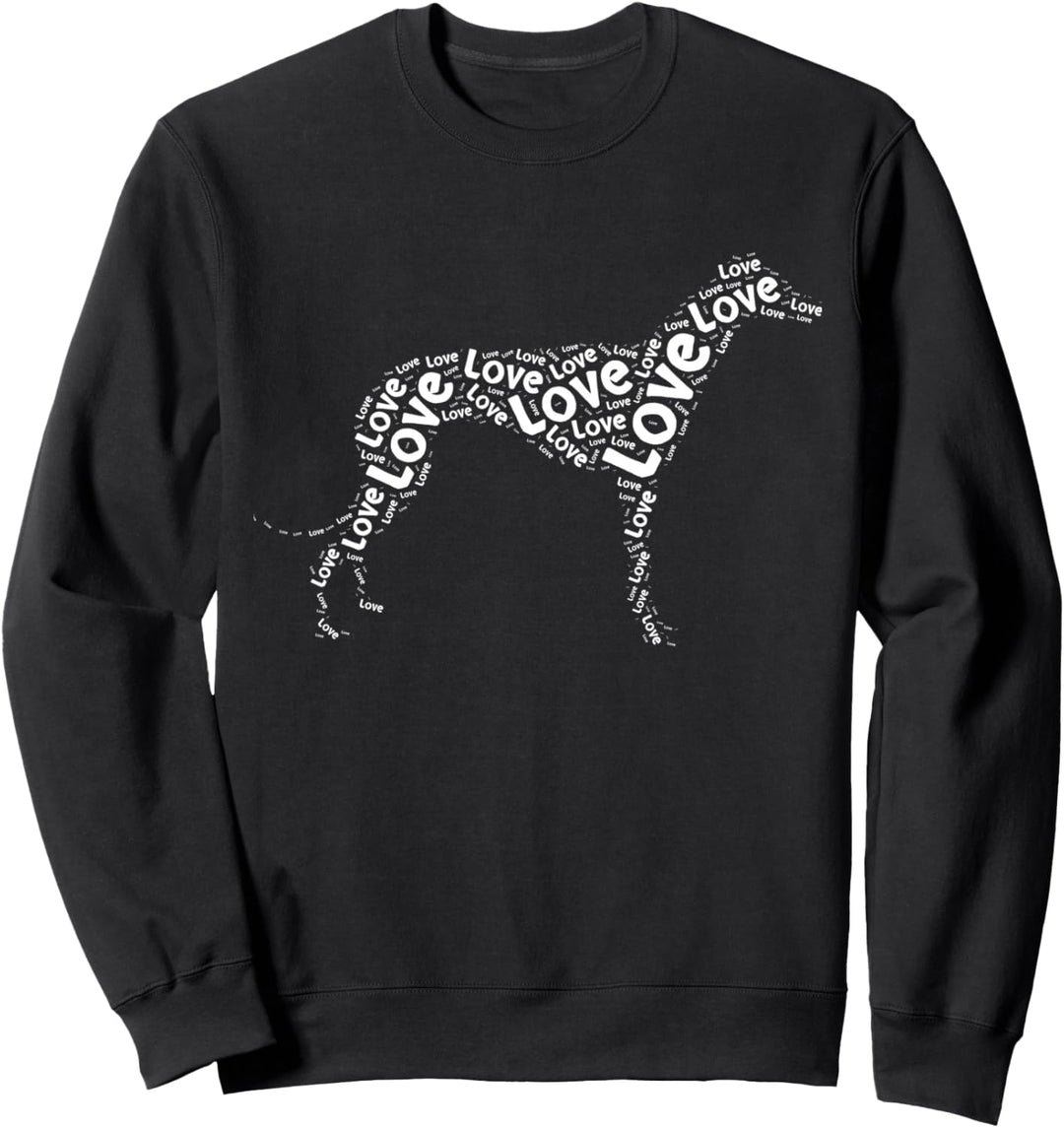 Liebe Windhund Hund Silhouette Wort Wolke Haustier Besitzer Sweatshirt