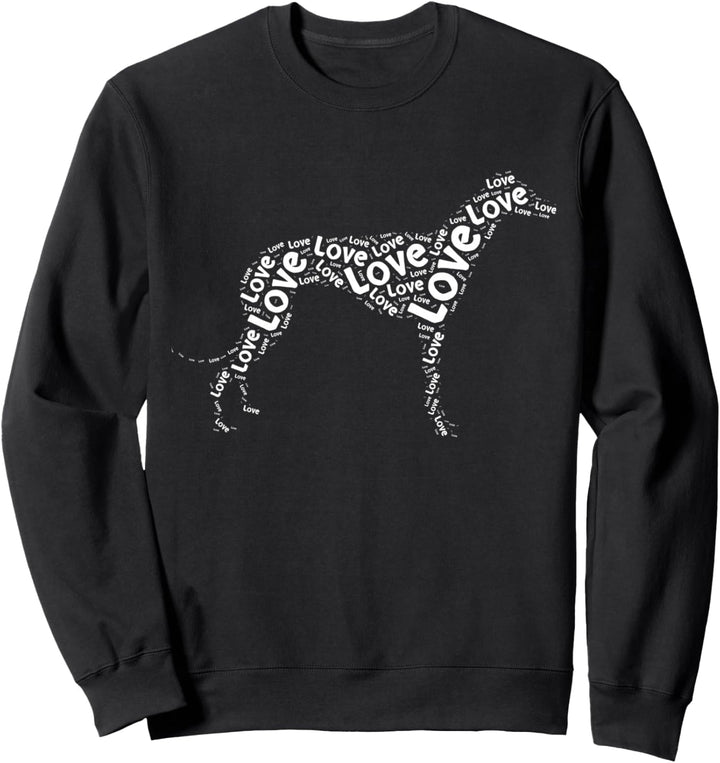Liebe Windhund Hund Silhouette Wort Wolke Haustier Besitzer Sweatshirt
