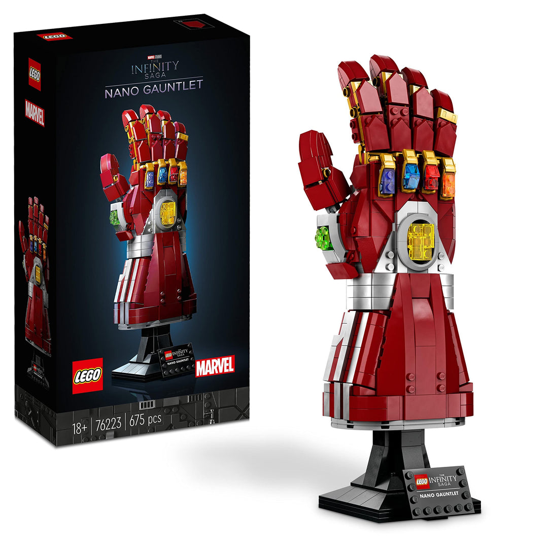 LEGO 76223 Marvel Iron Mans Nano Handschuh, Baubares Iron Man-Modell mit Infinity-Steinen, Filmset „