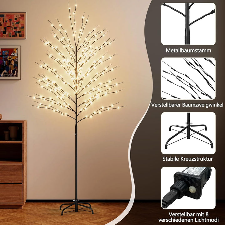 SUNYRISY 210cm LED Baum Lichter für Weihnachtsdeko Innen/Aussen, Metall LED Weihnachtsbaum für Wohnz