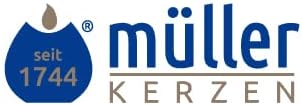 Müller Stumpenkerzen - Set mit 4 Säulenkerzen - Farbe Elfenbein - 80 x 200 mm - Lange Brenndauer: 32