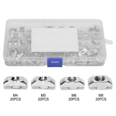 T-Nutenstein, 80Stk. M4 M5 M6 M8 T-Nutenstein-Gleitmuttern Hardware-Verbindungselemente Gleitblock f