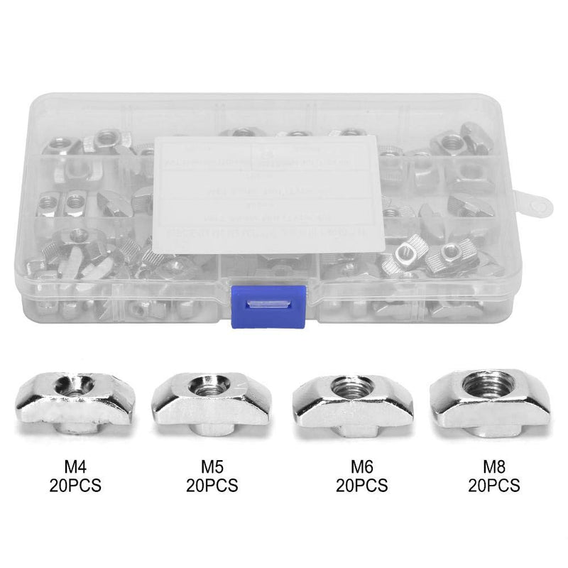 T-Nutenstein, 80Stk. M4 M5 M6 M8 T-Nutenstein-Gleitmuttern Hardware-Verbindungselemente Gleitblock f