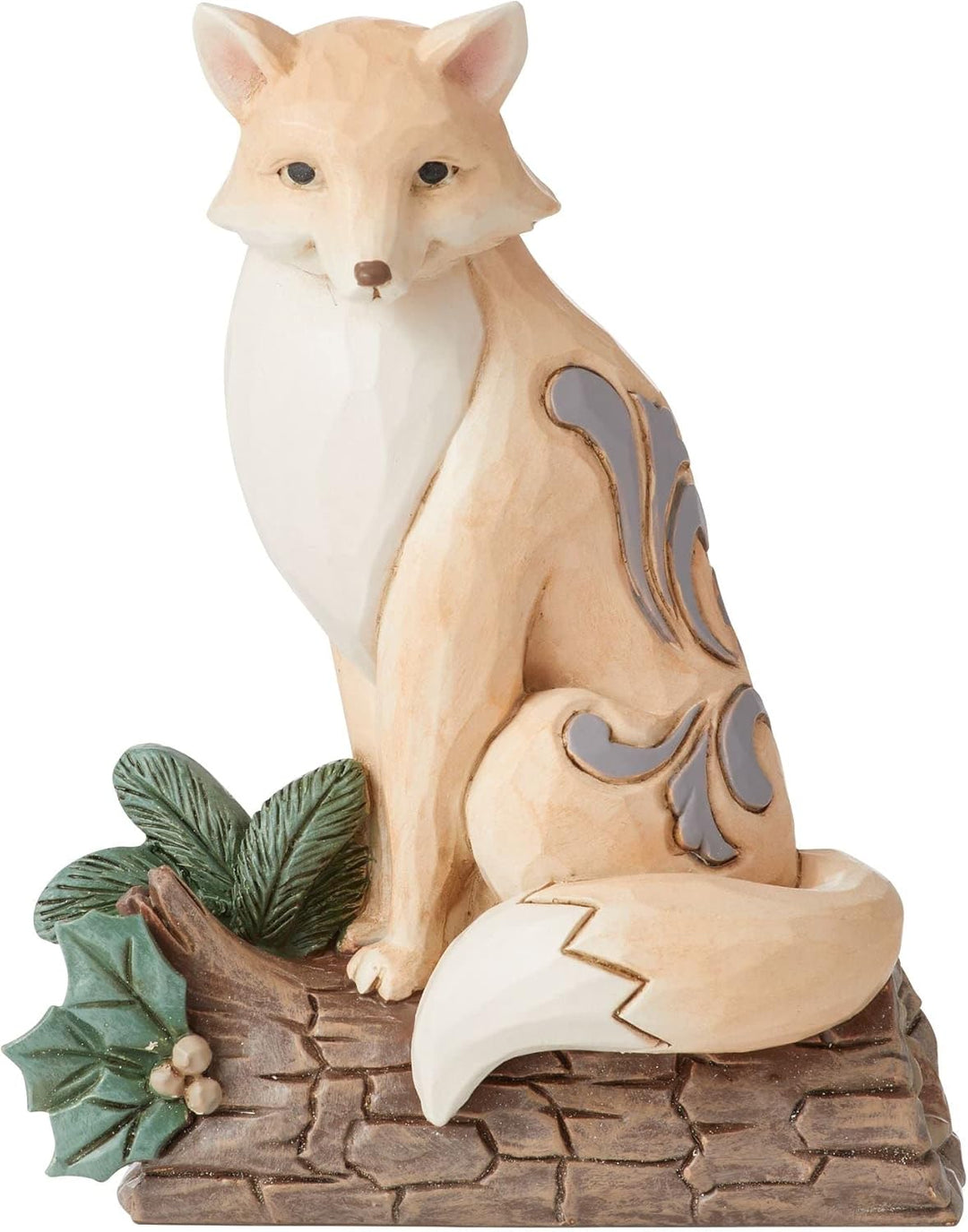 Enesco Jim Shore Heartwood Creek White Woodland Fuchs sitzend auf Birkenholz, 10,2 cm, mehrfarbig