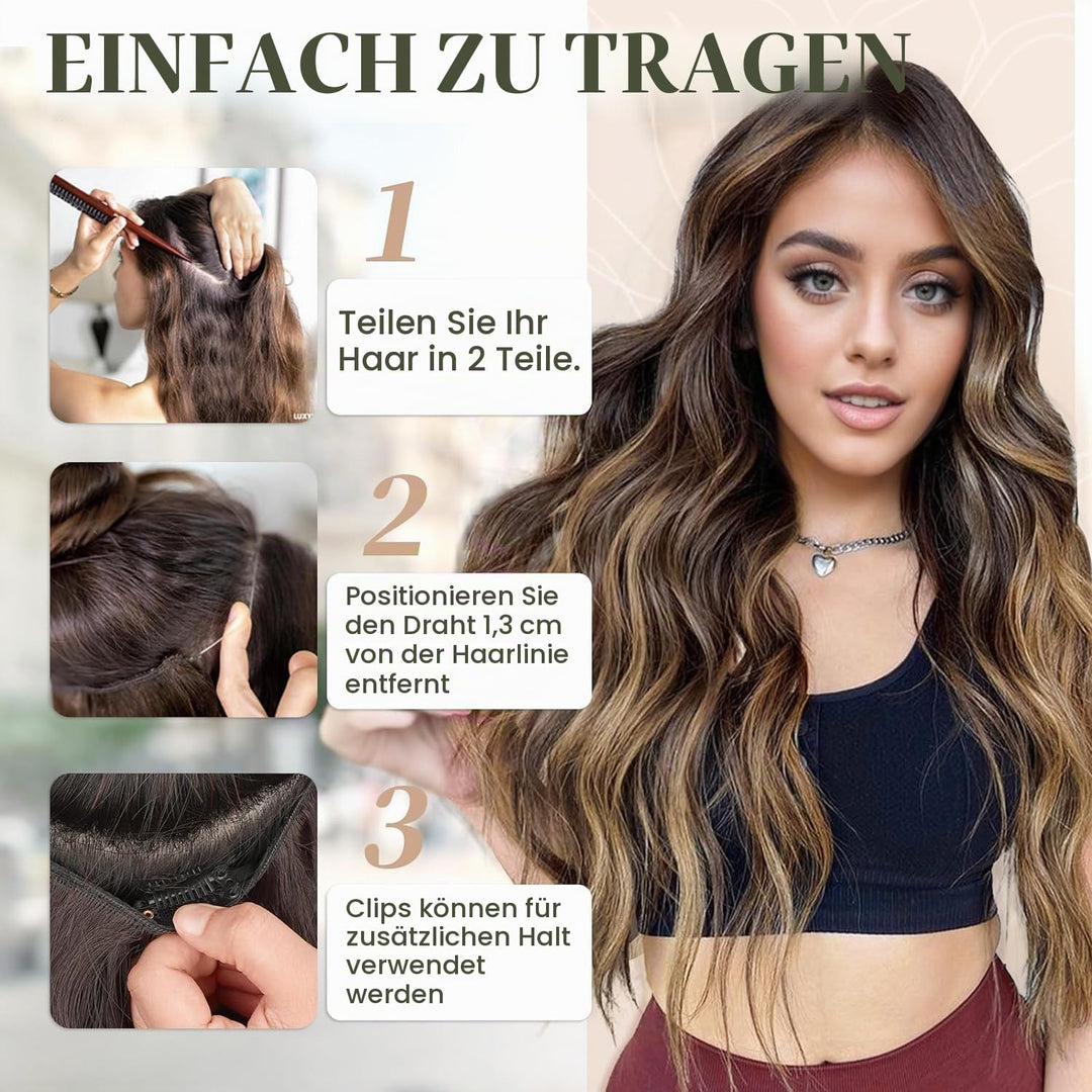 Ms Taj Invisible Secret Wire Extensions 50cm,Braune Haarverlängerung lange mit Einstellbarer Grösse,