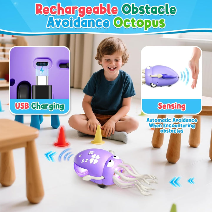 Tanzendes Octopus-Spielzeug, lustiges elektrisches tanzendes Octopus-Spielzeug mit LED & Musik, krea