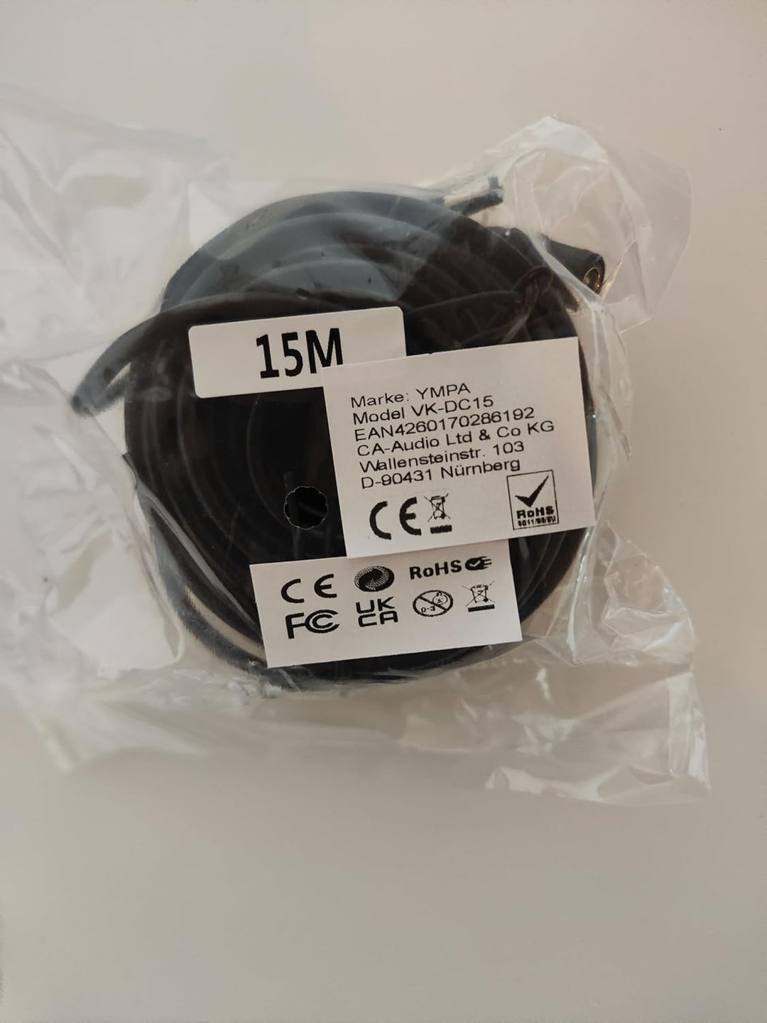DC Strom Kabel Verlängerung 12V 15 Meter YMPA VK-DC15, 15 Meter