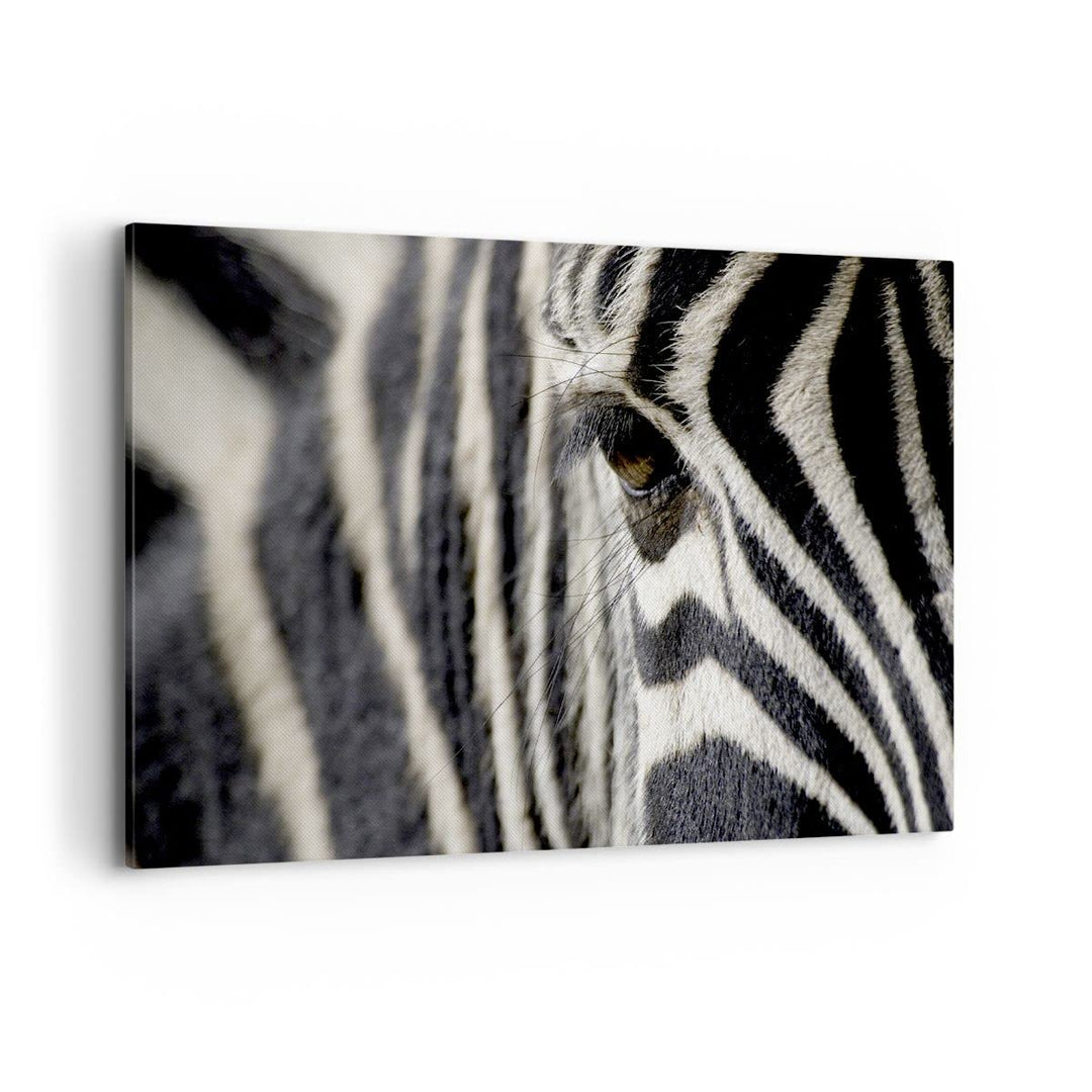 Bilder auf Leinwand 100x70cm Leinwandbild Zebra Streifen Tierwelt Safari Gross Wanddeko Bild Schlafz