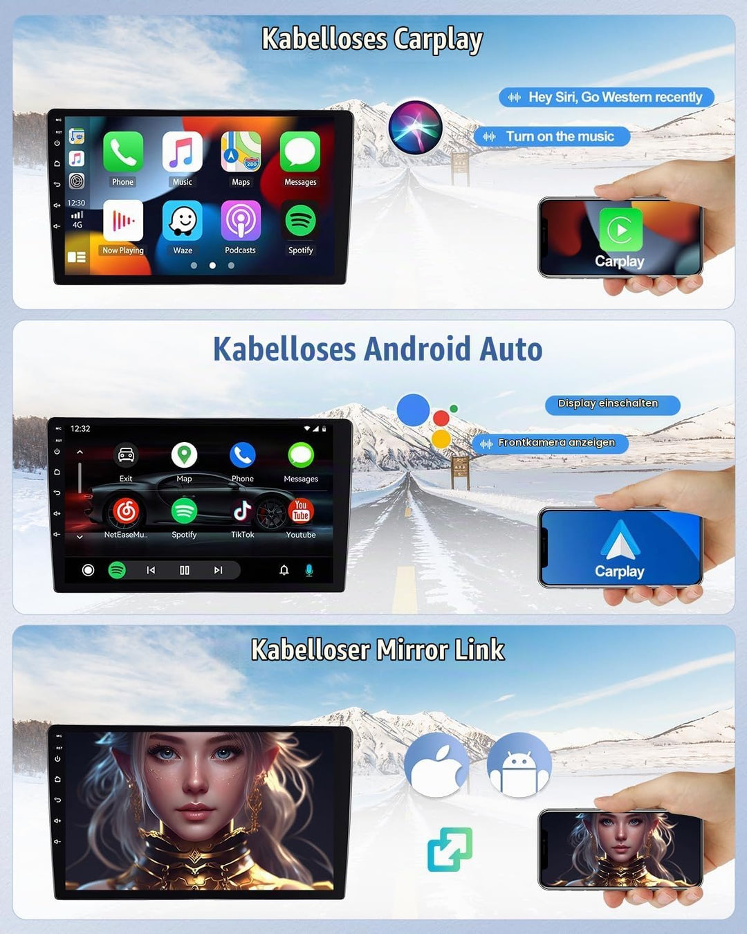 8Core 4G+64G CAMECHO Android 13 Autoradio für Opel Corsa 2015-2019/Opel Adam 2013-2016 mit Navi Carp