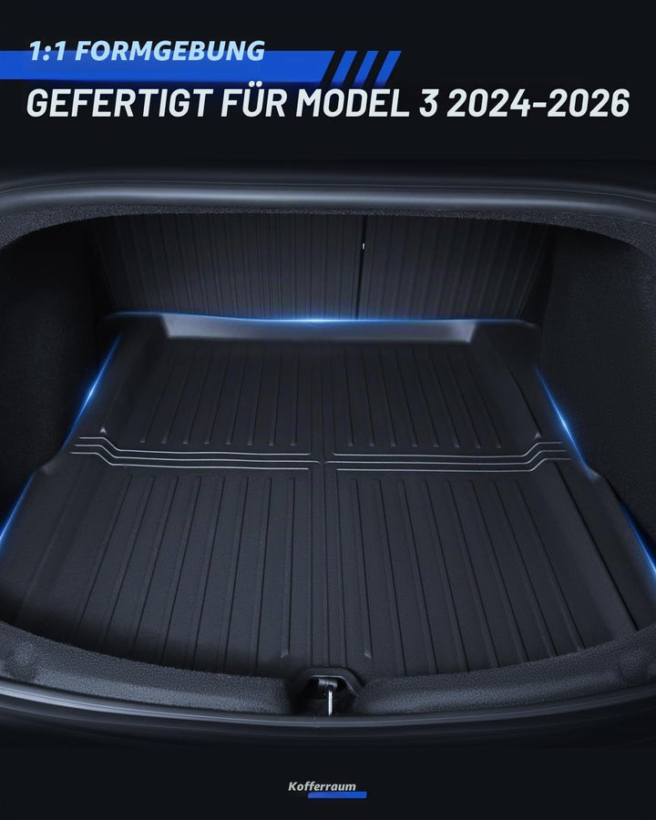 Kofferraummatte für Tesla Model 3 2024-2026 Allwetter TPE Schutzmatte Hinten Kofferraummatte rutschf