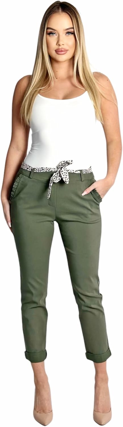 Mississhop Female Damen Stretch Klassische Chino Hose XL Grün, XL Grün
