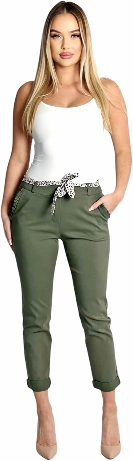 Mississhop Female Damen Stretch Klassische Chino Hose S Grün, S Grün