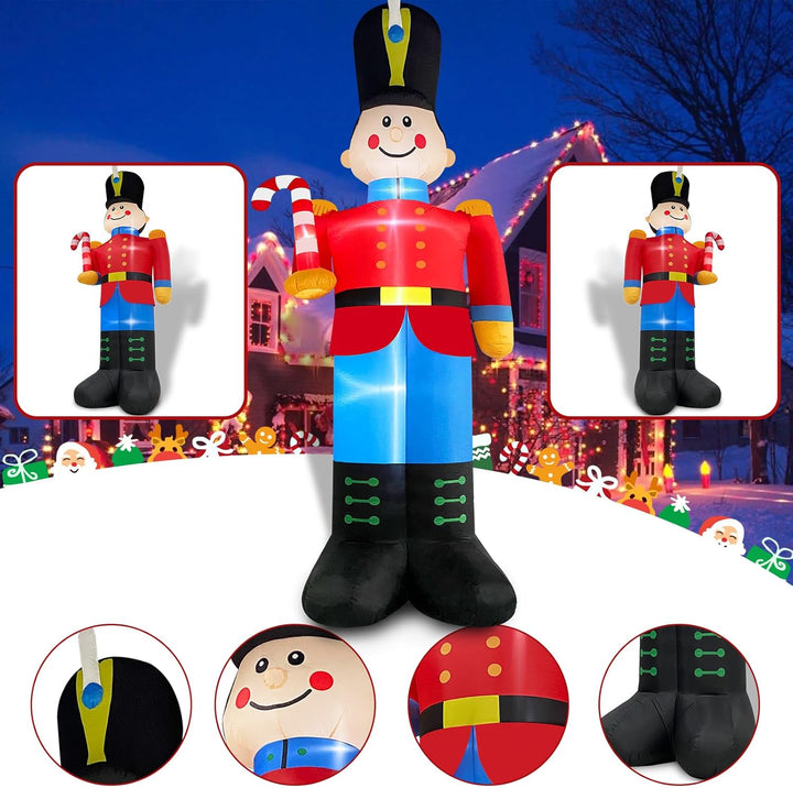 Danxilu 3,6m Aufblasbarer Nussknacker Soldat mit Zuckerstange Weihnachts Dekoration für Draussen Ein