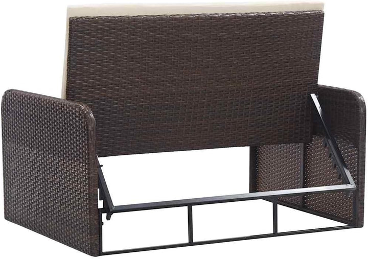 vidaXL Gartenmöbel 2-TLG. mit Auflagen Lounge Garten Sofa Fusshocker Hocker Sitzgruppe Gartenset Gar