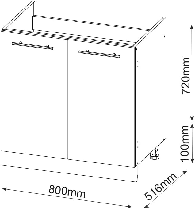 Vicco Spülenunterschrank Fame-Line, Anthrazit/Weiss, 80 cm ohne Arbeitsplatte Anthrazit Spülenunters