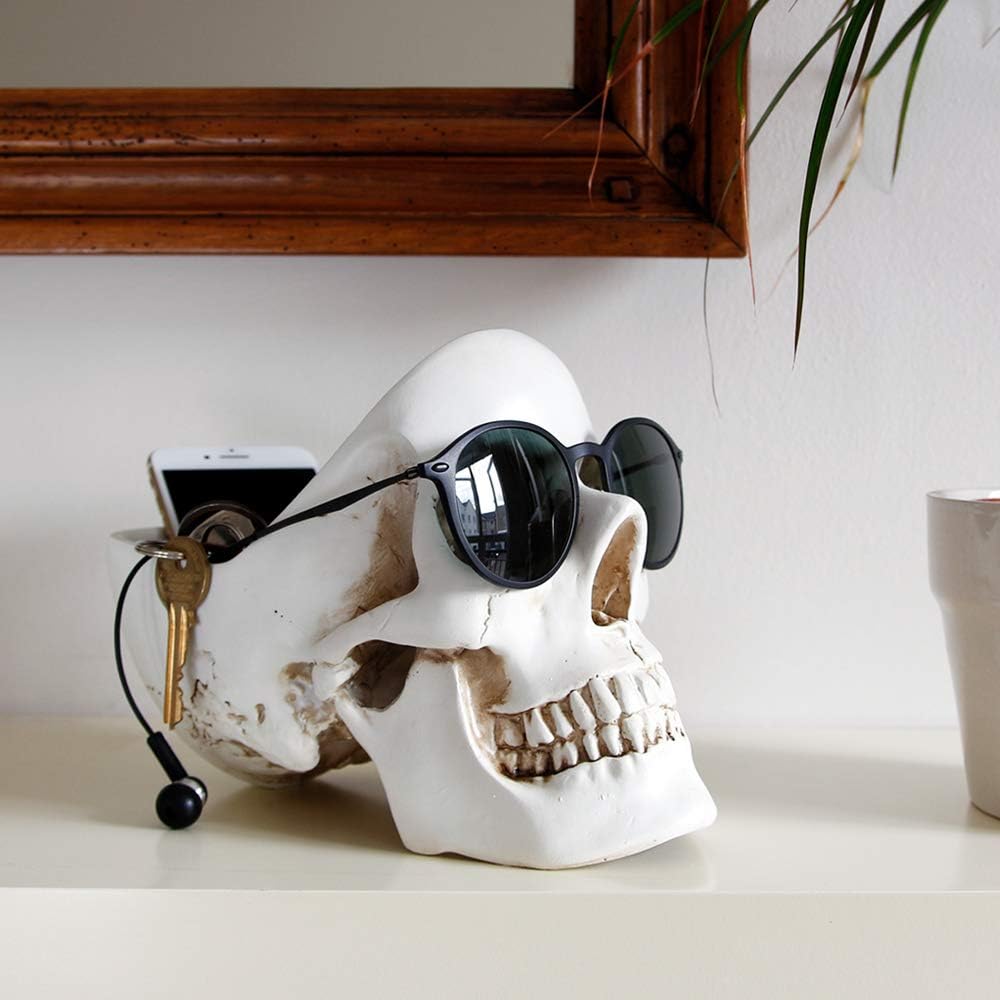 Suck UK Skull Tidy | Schale in Schädelform | Stiftehalter | Aufbewahrungsbehälter für Accessoires| S
