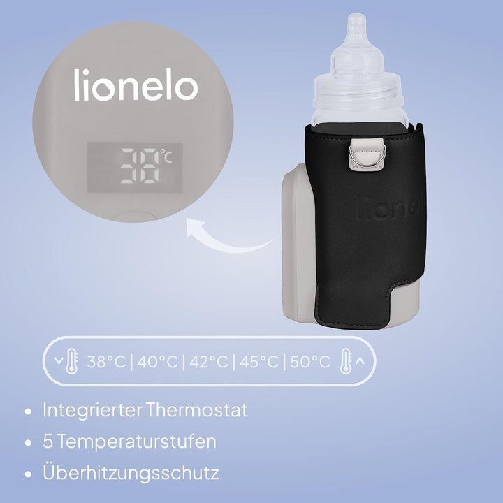LIONELO Thermup Go Evo Tragbarer Babyflaschenwärmer, hält Flüssigkeiten warm, 5 Betriebstemperaturen
