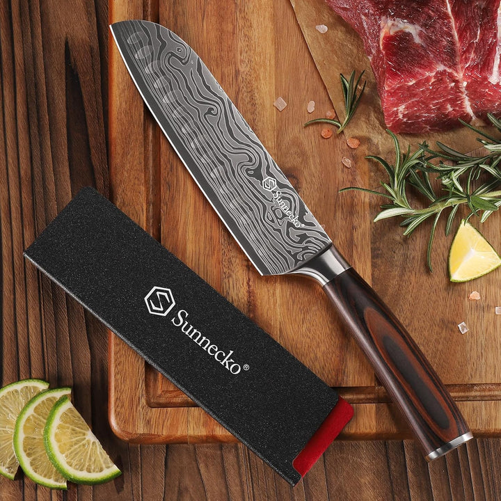 Sunnecko 17cm Santoku Messer Küchenmesser Kochmesser - Kochmesser Profi Messer Japanisches Messer Sc