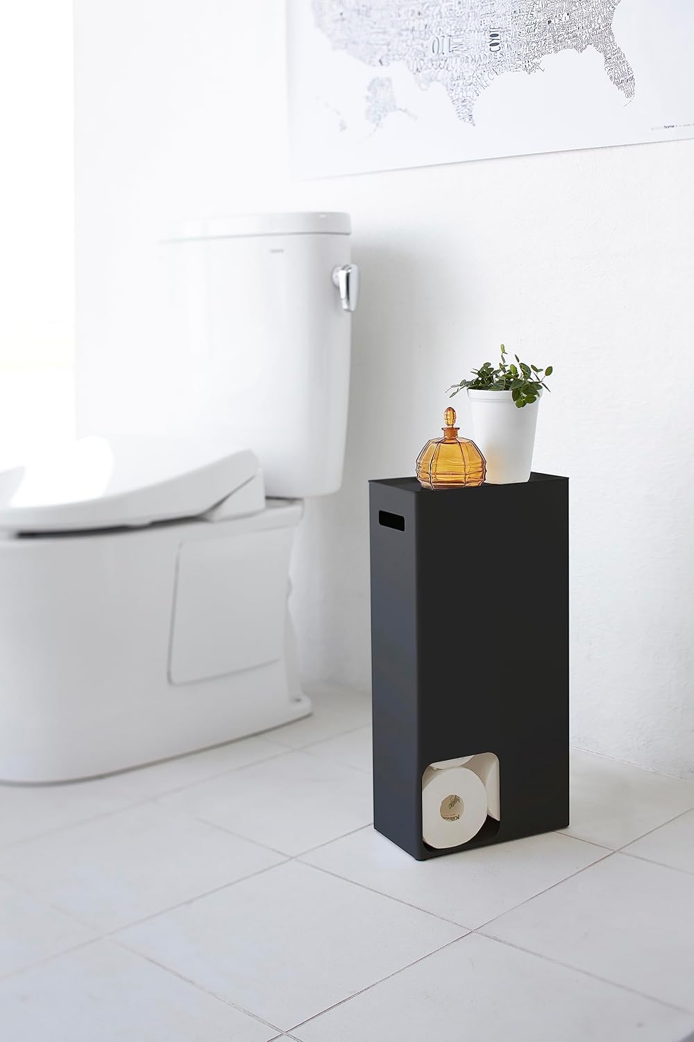 YAMAZAKI Tower Home Badezimmer Stehend Seidenpapier Toilettenpapier Aufbewahrung Ständer, Stahl, Sch