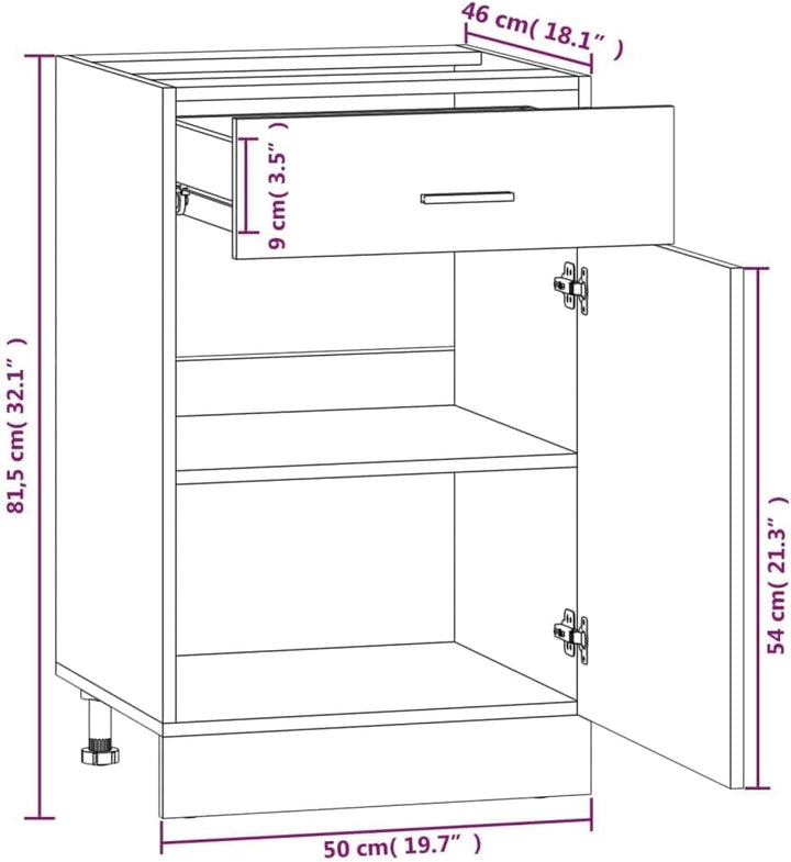 vidaXL Unterschrank mit Schublade Grau Sonoma 50x46x81,5 cm