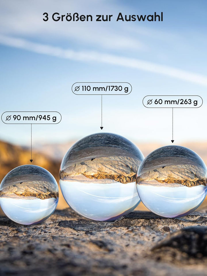 Rollei Lensball 60mm I Glaskugel I Kristallkugel I Foto-Kugel mit Aufbewahrungstasche &amp; Mikrofaser R
