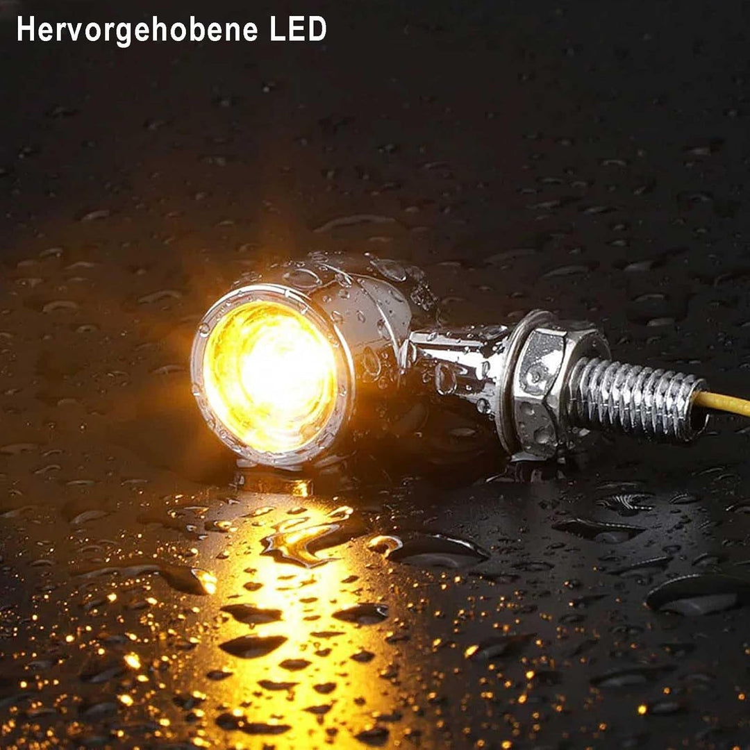 evermotor 12V Mini LED Blinker Motorrad E Geprüft, Verchromt Motorrad Blinker IP67 Wasserdicht (2 St