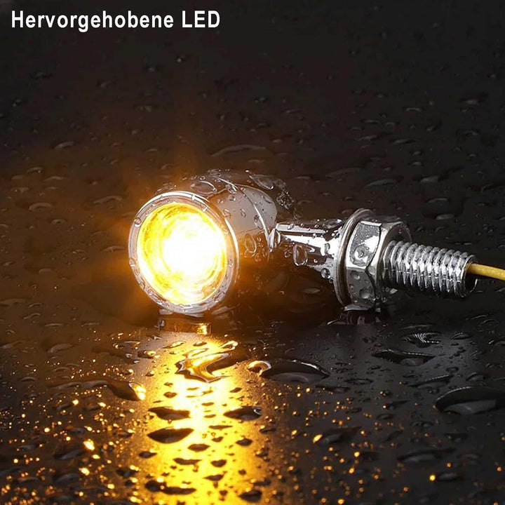 evermotor 12V Mini LED Blinker Motorrad E Geprüft, Verchromt Motorrad Blinker IP67 Wasserdicht (2 St