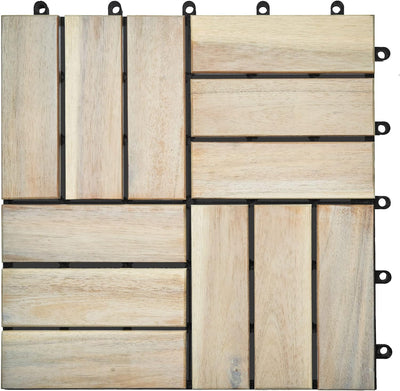 Gartenfreude Holz-Fliesen, Bodenfliesen, 10 Stück (0,9 m²), Akazienholz, 30 x 30 cm, wetterfest, lei