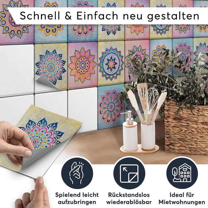 CREATISTO Klebefliesen Stickerfliesen Fliesenfolie - Klebefolie Aufkleber für Wand-Fliesen I Klebefl