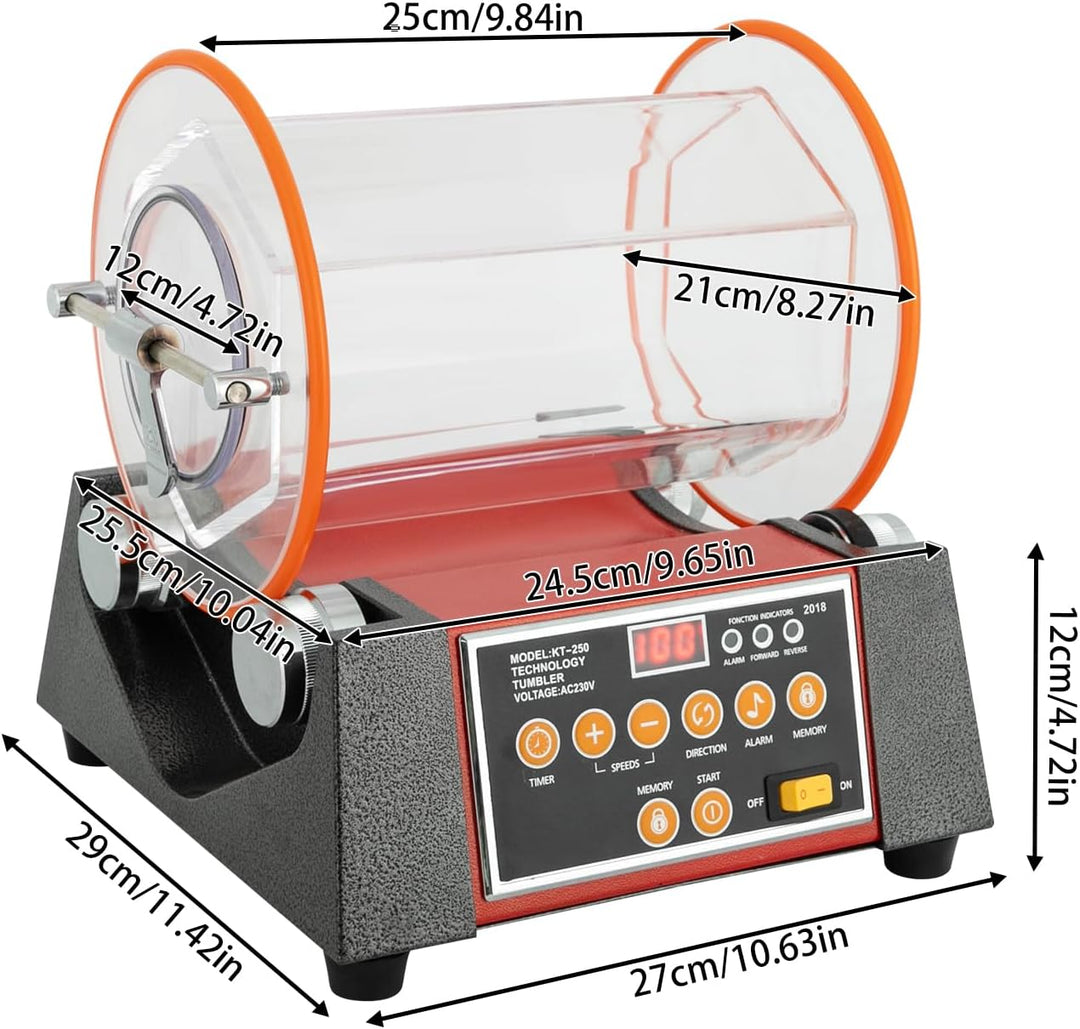 Digitalanzeige Schmuckpoliermaschine YUNRUX KT250 Poliertrommel Labor-Kugelmühle Poliermaschinen Ele