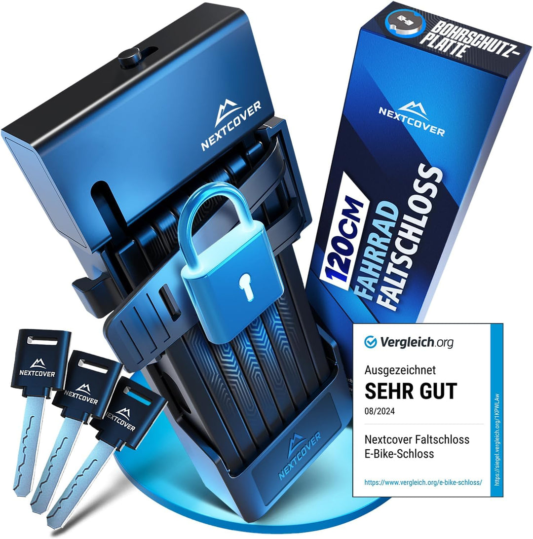 NEXTCOVER® Faltschloss Fahrrad FoldOne 120cm - Das Original - mit SteelSecure-Technologie und 3 Schl