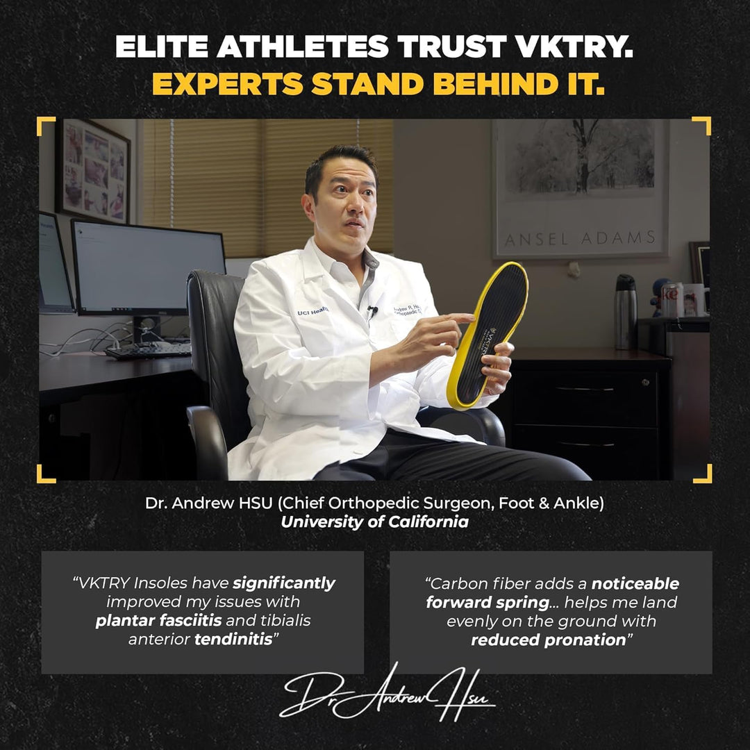 VKTRY Performance Einlegesohlen – Gold VKs – Kohlefaser Stossdämpfende Sportschuh-Einlegesohlen für