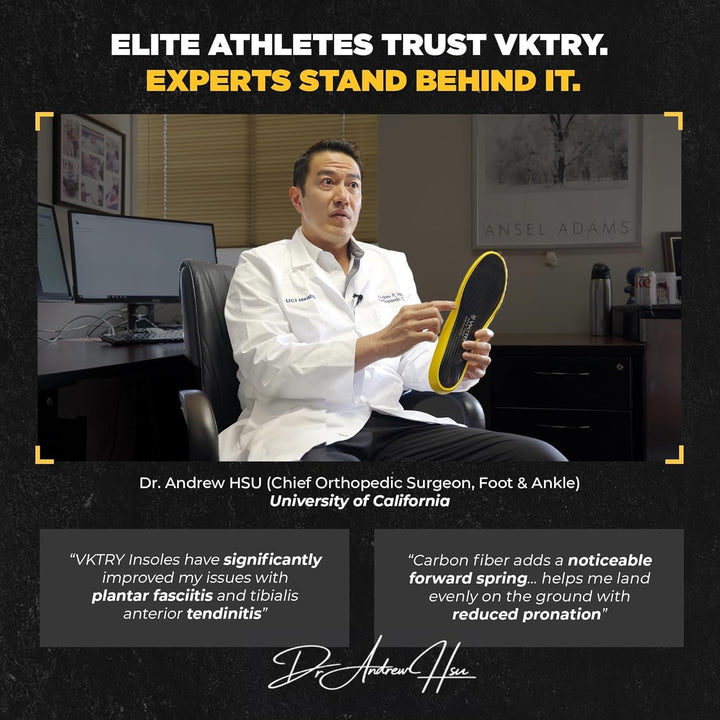 VKTRY Performance Einlegesohlen – Gold VKs – Kohlefaser Stossdämpfende Sportschuh-Einlegesohlen für