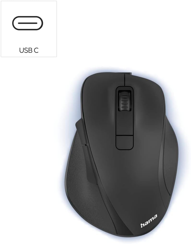 Hama ergonomische Maus (Funkmaus, 6 Tasten, 2,4GHz, BlueWave, 800/1200/1600dpi, optische Maus kabell