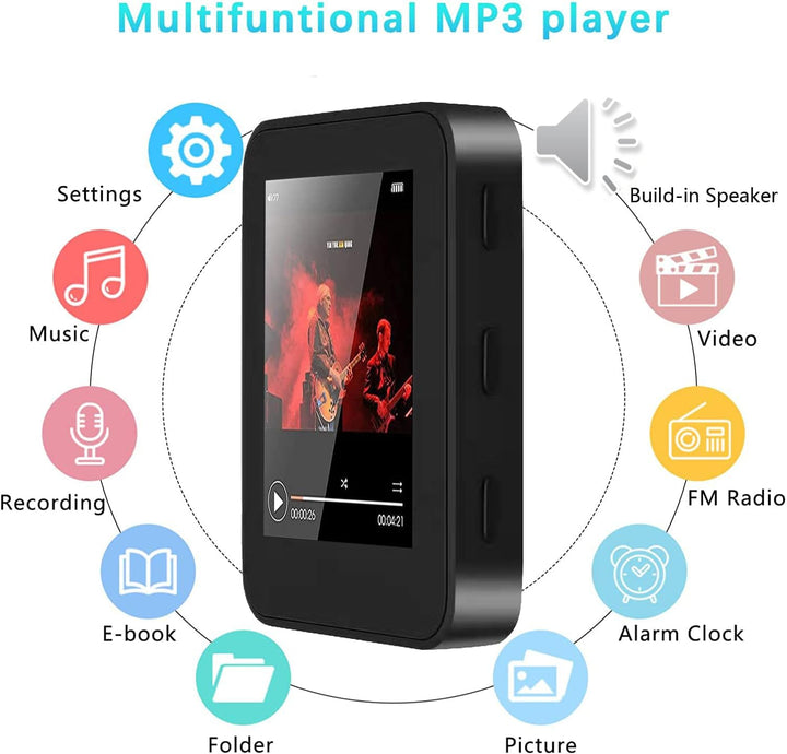Hotechs MP3-Player/MP4-Player, MP3-Player mit 32 GB Speicherkarte, schlankes Design, digitales LCD-D