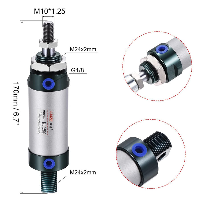 sourcing map Pneumatikzylinder MAL32X25 32mm 25mm mit Y Stecker 4Stk Schnellmontage Set