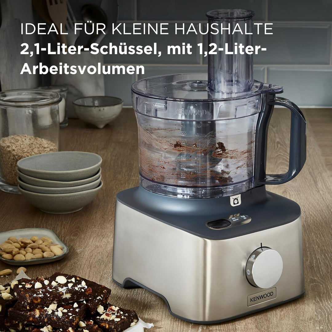 Kenwood Multipro Compact+ FDM313SS Kompakt-Küchenmaschine, 2,1 Liter, Integrierte Waage, Edelstahl M