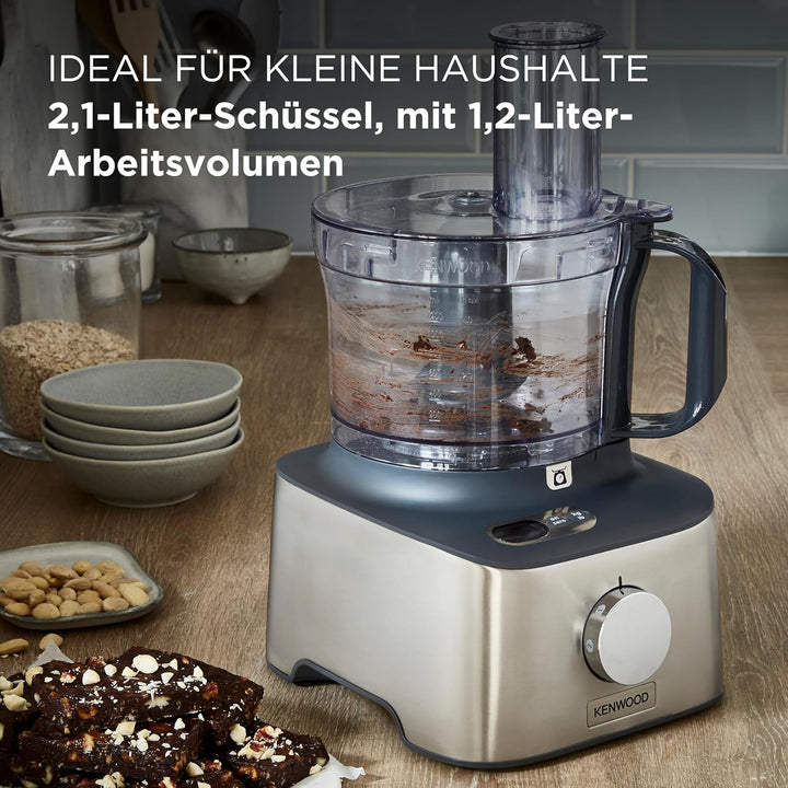 Kenwood Multipro Compact+ FDM313SS Kompakt-Küchenmaschine, 2,1 Liter, Integrierte Waage, Edelstahl M
