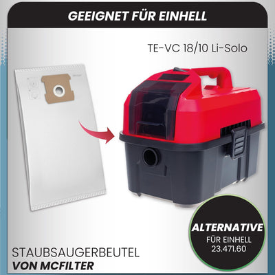 McFilter | 20 Staubsaugerbeutel 10l kompatibel mit ALLEN Einhell Staubsauger | geeignet für TE-VC 18