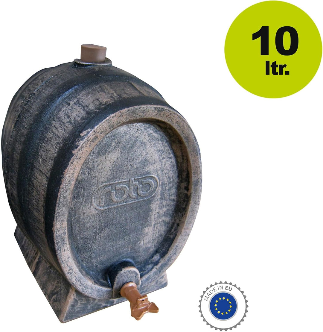 Yerd Barrik Deko Gärfass Mostfass Weinfass 10 Liter mit Prägung in Holzoptik Lebensmittelecht 1/2" A
