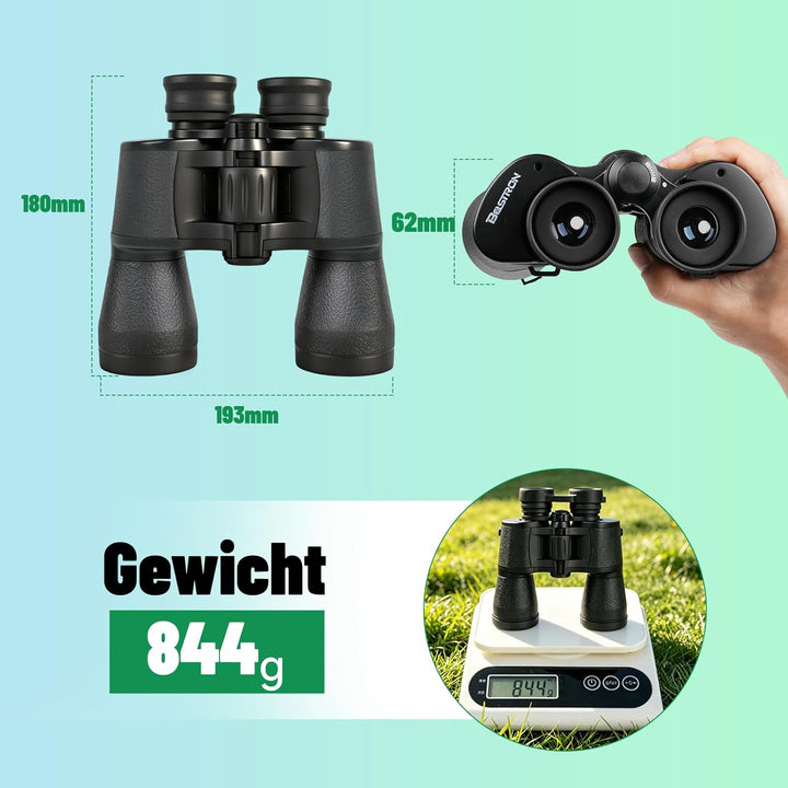 BOSTRON Kompaktes Fernglas 7x50 für Erwachsene, Stossfest HD Ferngläser mit PORRO-Prism,Profi Feldst