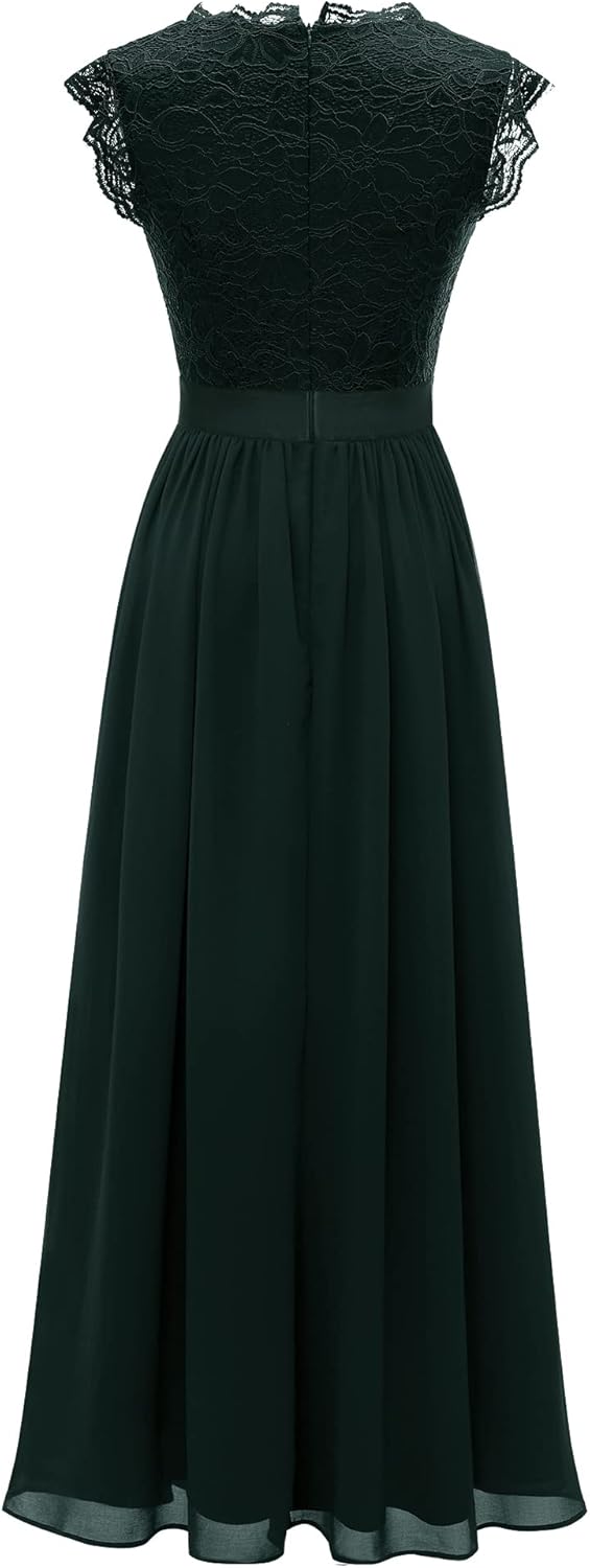 Dressystar Damen Ballkleid Maxi Lang Abendkleider Elegant für Hochzeit Spitzen Cocktailkeid M Band_g