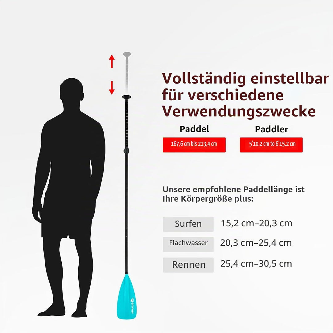 Abahub 4 teilig Carbon SUP Kajak Paddel, 2 in 1 verstellbare Stand up Paddleboard Paddel, leichte Ca