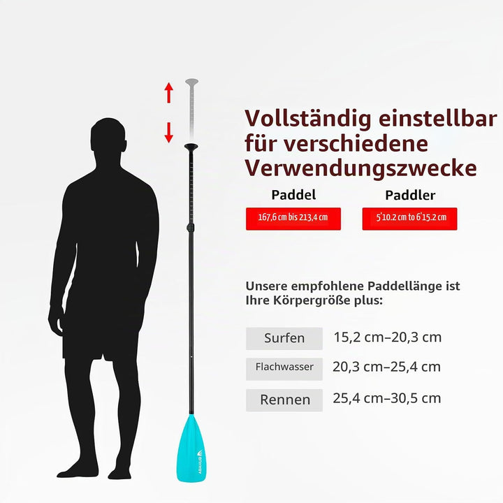 Abahub 4 teilig Carbon SUP Kajak Paddel, 2 in 1 verstellbare Stand up Paddleboard Paddel, leichte Ca